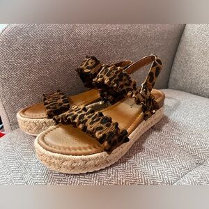 Pierre Dumas Cheetah Print Ruffled Sandals